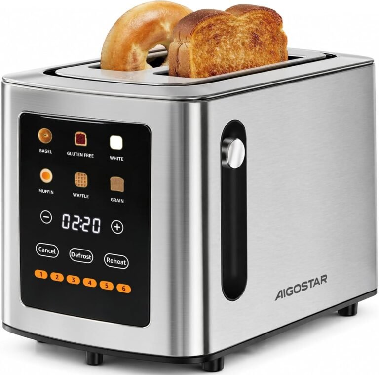 Aigostar Tostadora Pan Ranura Ancha 2 Rebanadas - Tostadora Digital