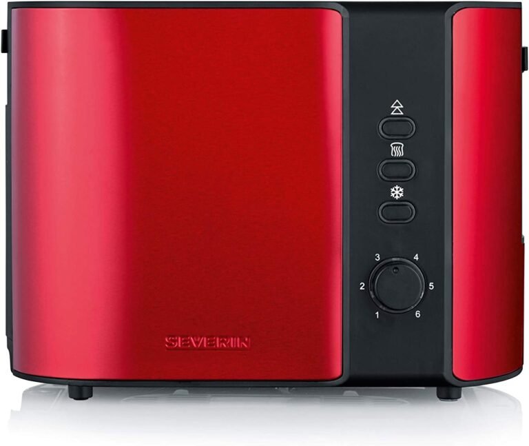 Severin AT 2217 Tostadora para 2 rebanadas de Pan, Incluye Soporte para tostar panecillos, 800 W Aprox, Rojo Metalizado/Negro, Acier INOX